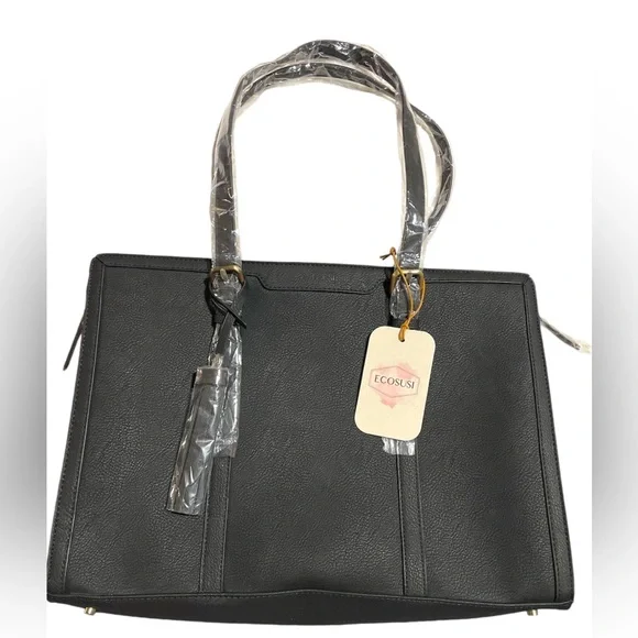 NWT Ecosusi PU Leather 3 Compartment Laptop Bag