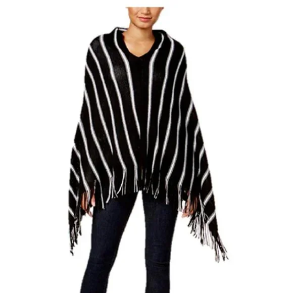 Charter Club Pinstripe Bias Poncho/Scarf, One Size Retail $58.50