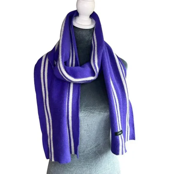 J. Crew Purple and White Striped Sweater Scarf- spring bright chic- color pop OS
