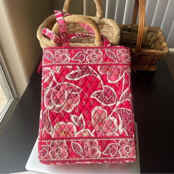 Vera Bradley Quilted Red Floral Personal Laptop Bag