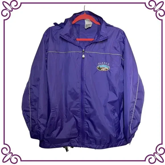 Dimco Apparel Alaska Souvenir Windbreaker Jacket with Hood Purple Small