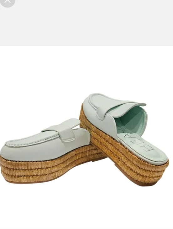 Mint Leather Platform Espadrille Mule
