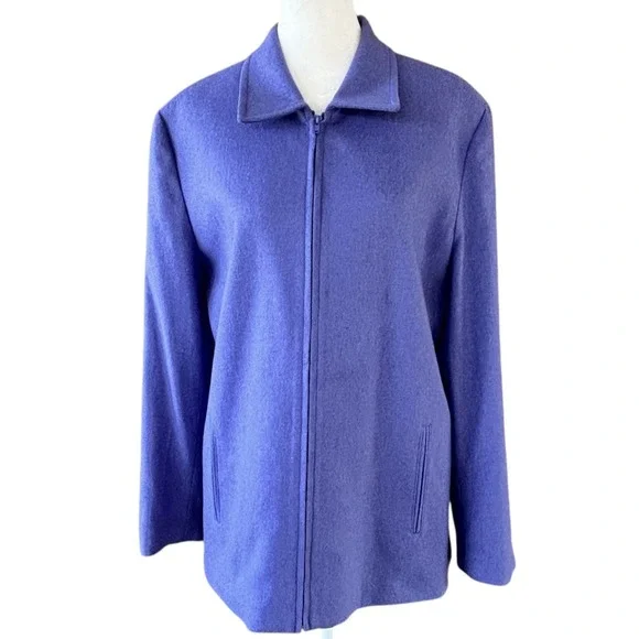 Harris Wallace Jacket Womens 12 Wool Blend‎ Purple Zip Utility Chic Minimalistic