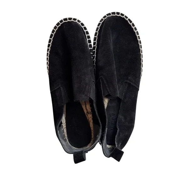 Vince Tucker Suede Black Espadrille Flats‎ Shoes Womens Jute Slip On - 6M