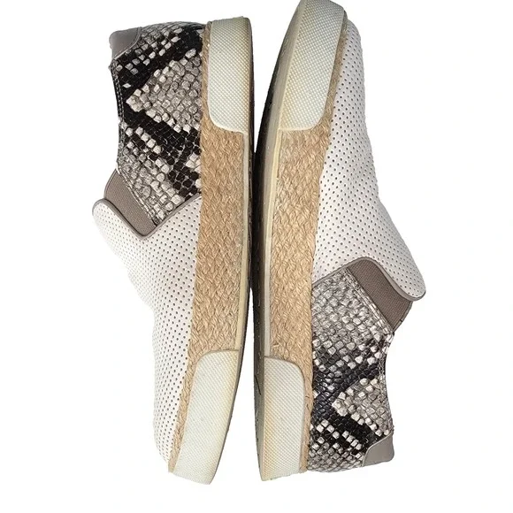 Sam Edelman Banks Espadrilles Shoes Sz 8.5 Sneaker Perforated Animal Print Ivory