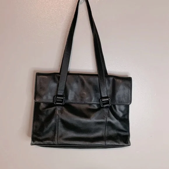 Tignanello Black Soft Leather Briefcase Laptop Leather Bag
