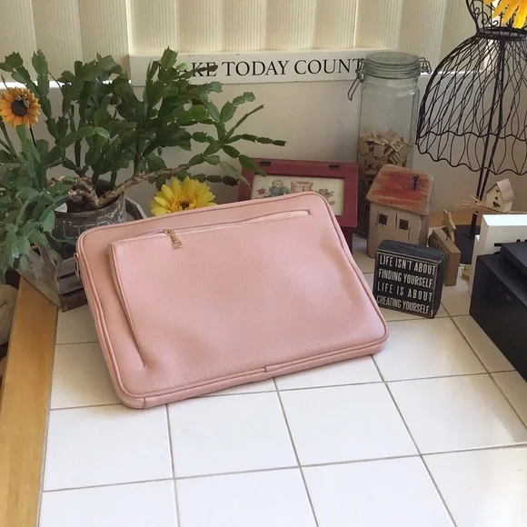 Pink Synthetic Leather Laptop Sleeve