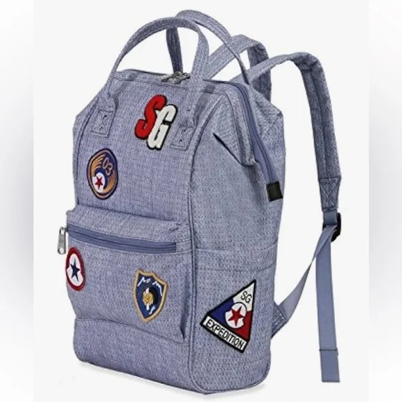 Swiss Gear 15 Ltrs Light Blue Diamond with Patches Laptop Backpack 🆕