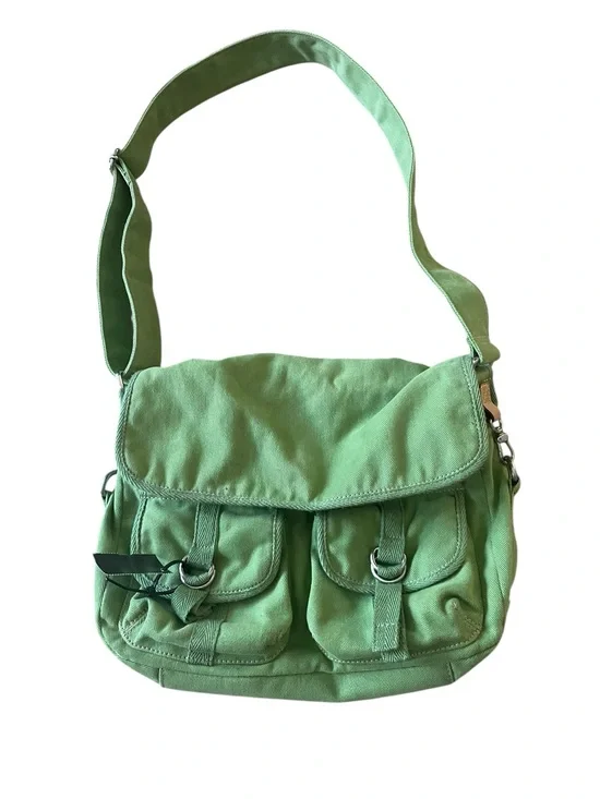 Fossil Green Canvas Crossbody Messenger Bag