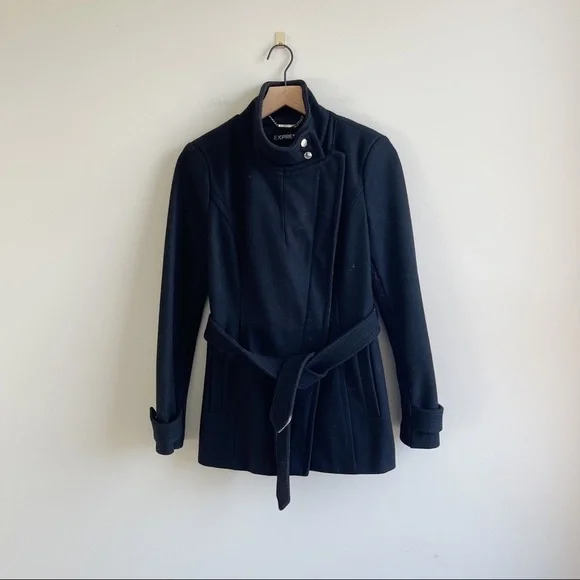 Express | Black Wool Blend Dress Coat sz S