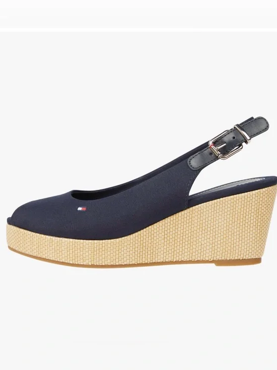 Tommy Hilfiger Blue Espadrilles Wedge Elba Sling Back Wedge Heel size 6.5