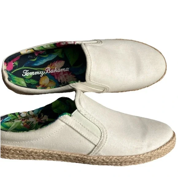 Tommy Bahama Shoes Womens 9 Cream Tropical Espadrilles Slides Sneakers Mules
