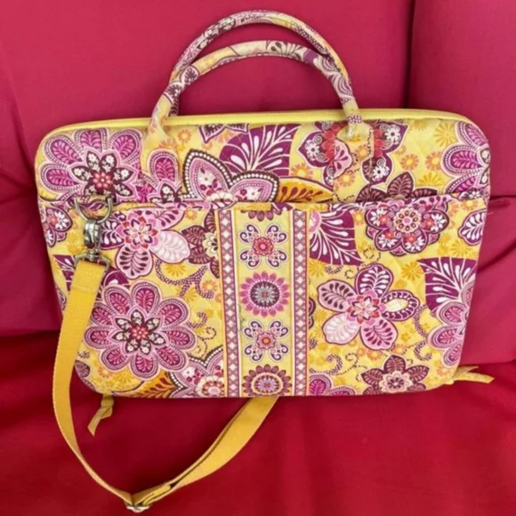 Vera Bradley Yellow Floral laptop Case nwot