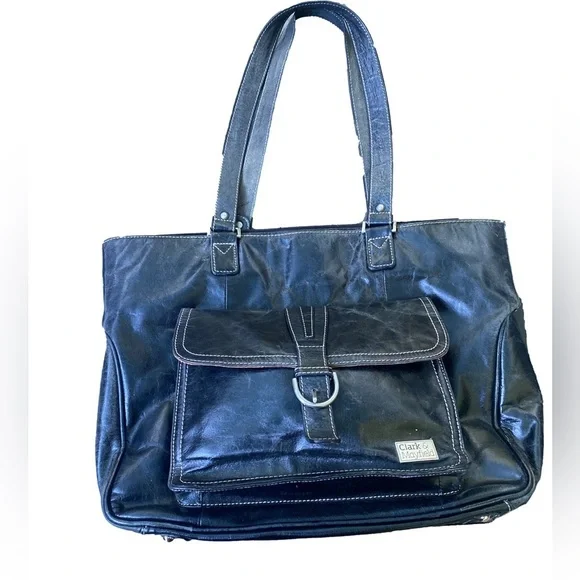 Clark & Mayfield Leather Laptop Satchel Bag Padded laptop sleeve inside