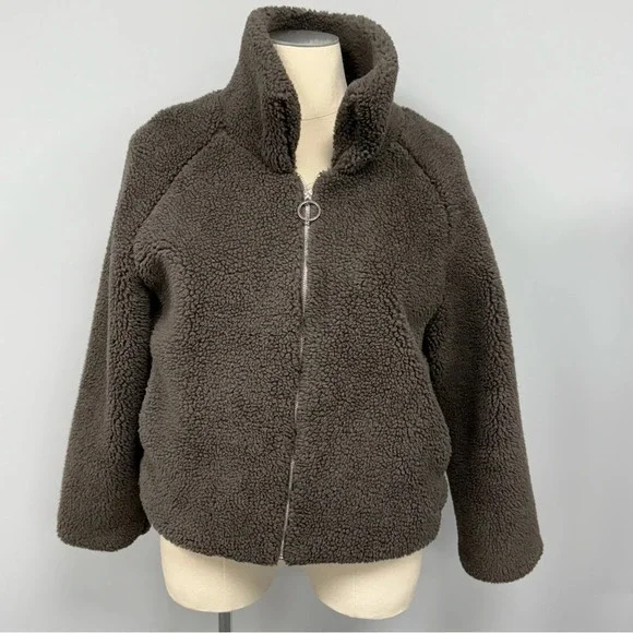 NWT Haily’s Love Jacket XXL Gray Teddy Bear Sherpa Penny Land Boho Lana 2X fuzzy