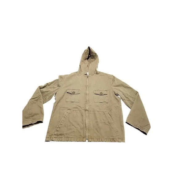 Brandon Thomas Olive Green‎ Womans Hooded Utility Jacket Size Large