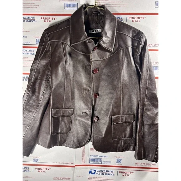 Vintage Tibor Brown Genuine‎ Leather Jacket Women's XL Retro 80s 90s