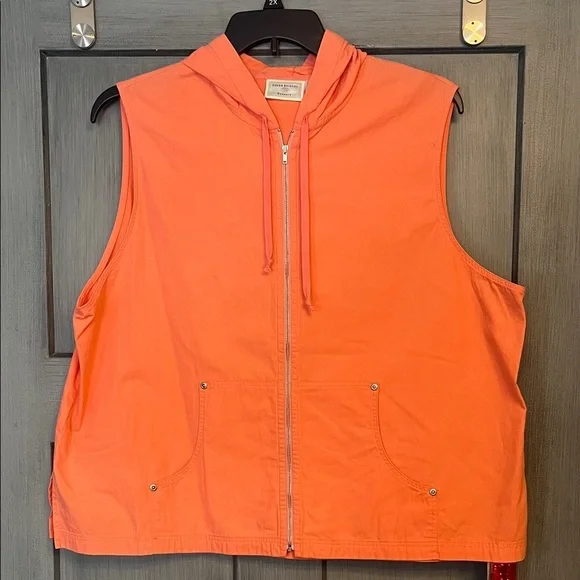 Susan Bristol 100% Cotton Hooded Vest w Full Zipper Closure