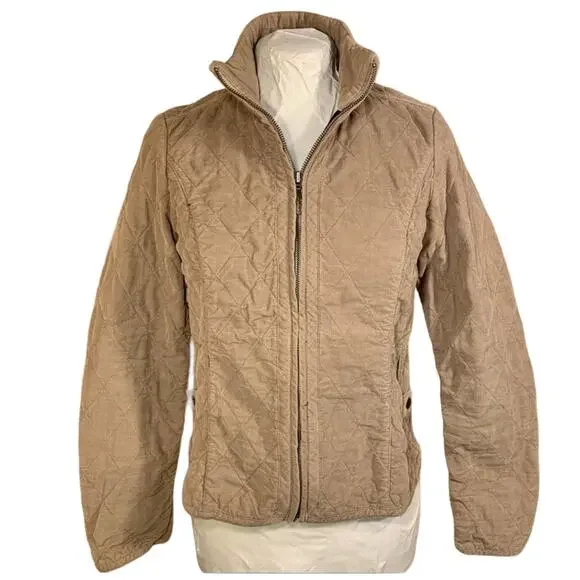 VTG Eddie Bauer Tan Corduroy Jacket Womens XS Quilted Gorpcore Casual Adadmia