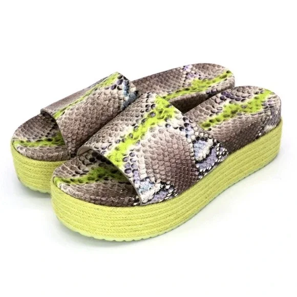 kate spade Zia Espadrille Platform‎ Sandal Snake Print Leather Slide Size 11