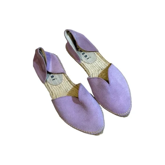 Manebi Hamptons Suede Espadrilles Women 35 Purple Flat Shoes Slip On Spain