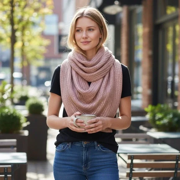 Tucker Tate Pink Cake Metallic Knit‎ Infinity Loop Scarf