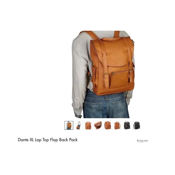 Charlie's Leather‎ Dante XL Laptop Flap Back Pack Leather Distressed Travel READ