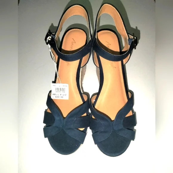 American Eagle (Size 9.5) Navy Open Toe Ankle Strap Espadrille Sandals (NEW-NWT)