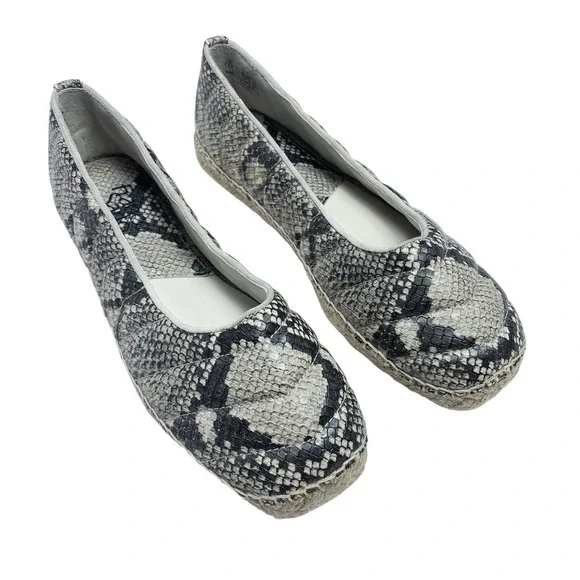 Franco Sarto Womens Kiya Espadrille Snakeskin Platform‎ Slip Ons Square Toe 7.5