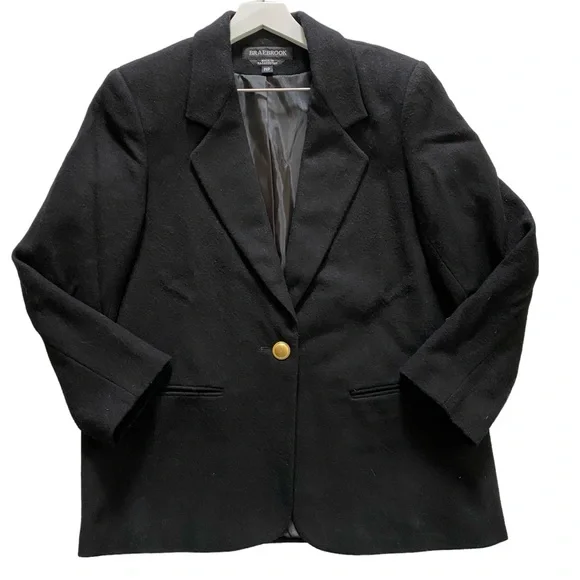 Vintage Braebrook 100% Wool Blazer Black Women’s Size 14P