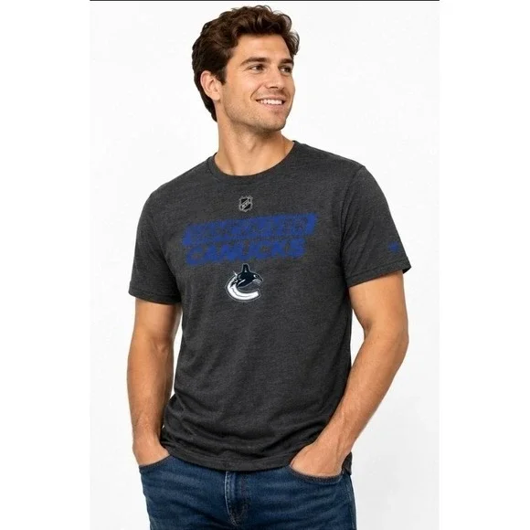 Fanatics Heather Charcoal Vancouver Canucks Authentic Pro Core Primary Small NWT