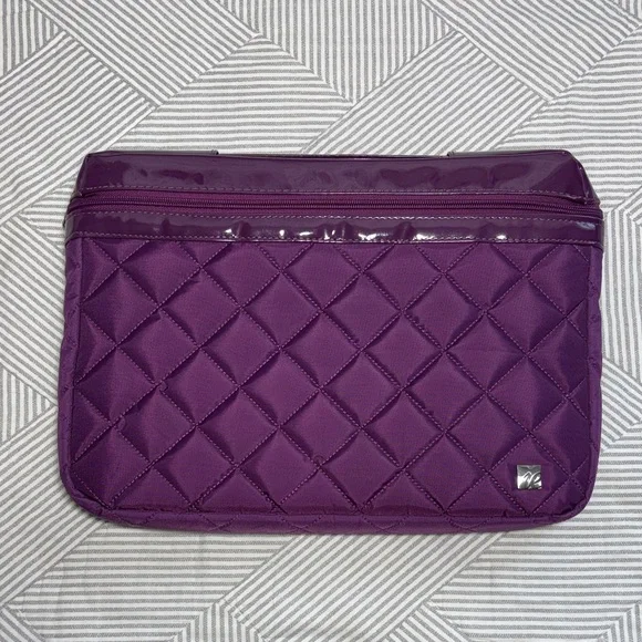Quilted Purple Laptop Sleeve with Double Zippered Pocket