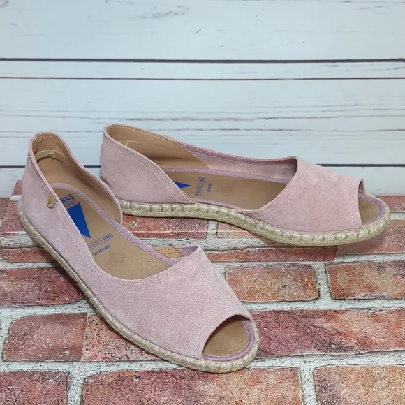 Verbenas Cruz Suede Blush Pink Flat Espadrille Sandal Made in Spain Women's 10.5