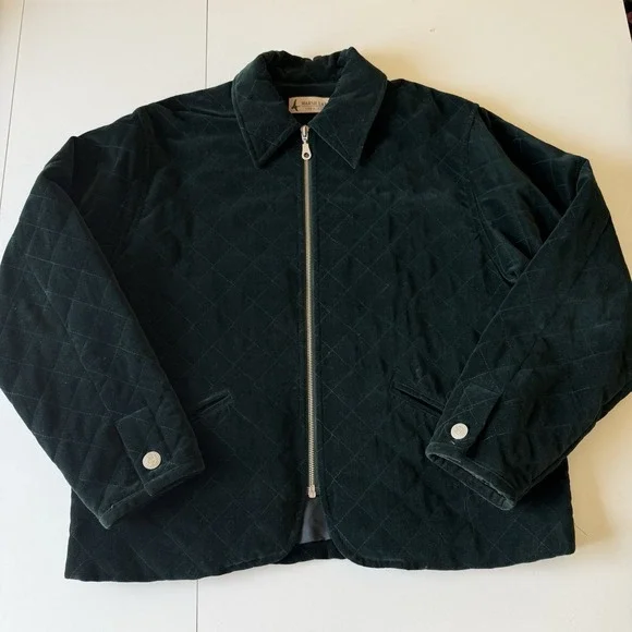 Marsh‎ Landing Quilted Green Velvet Jacket Women's Size Medium? Vintage 90s