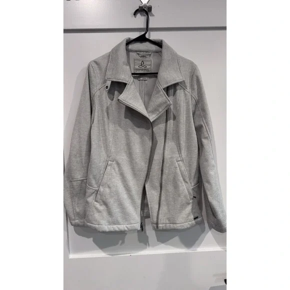 Prana Marabelle Softshell Asymmetrical Zip Jacket Coat Womens Small Gray Outdoor