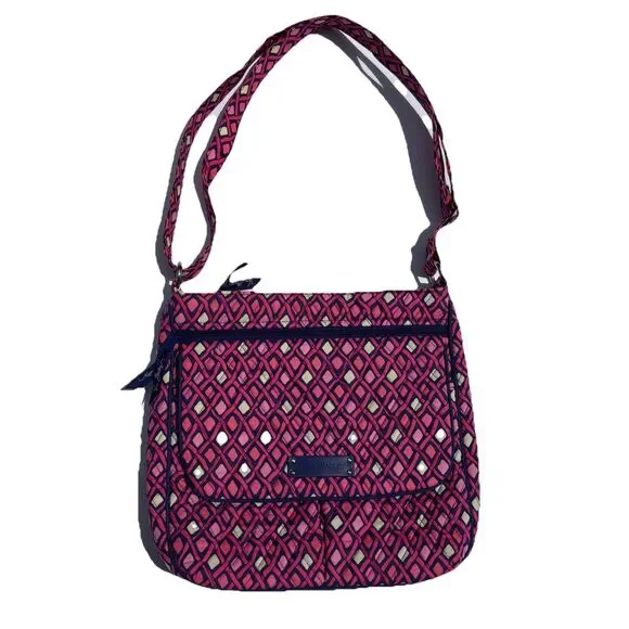 Vera Bradley Katalina Pink Diamonds Messenger Laptop Bag Preowned but Unused