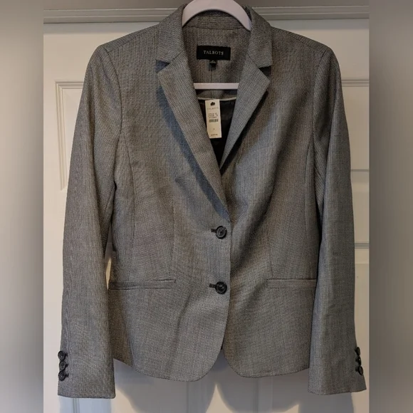 Talbots NWT $219 Women's Gray Wool Polyester Blend Blazer Size 6 NEW!