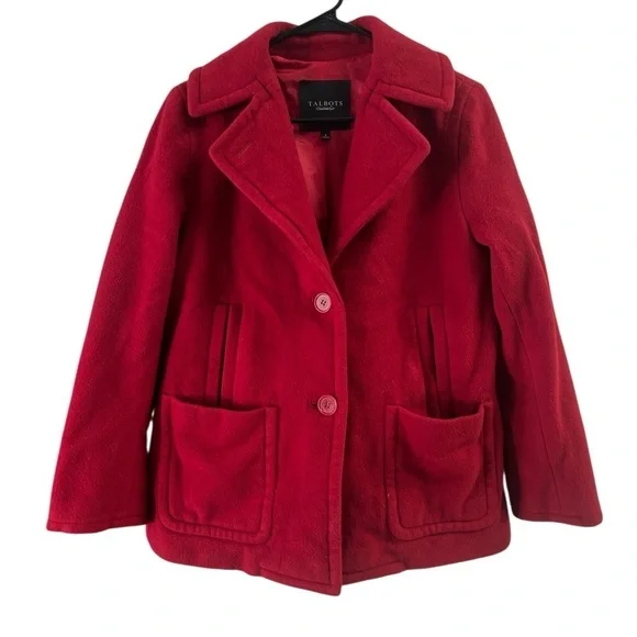 Talbots red wool blend collared jacket