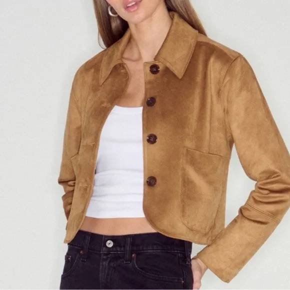 ABERCROMBIE AND FITCH VEGAN SUEDE Women's Tan Jacket SIZE MEDIUM