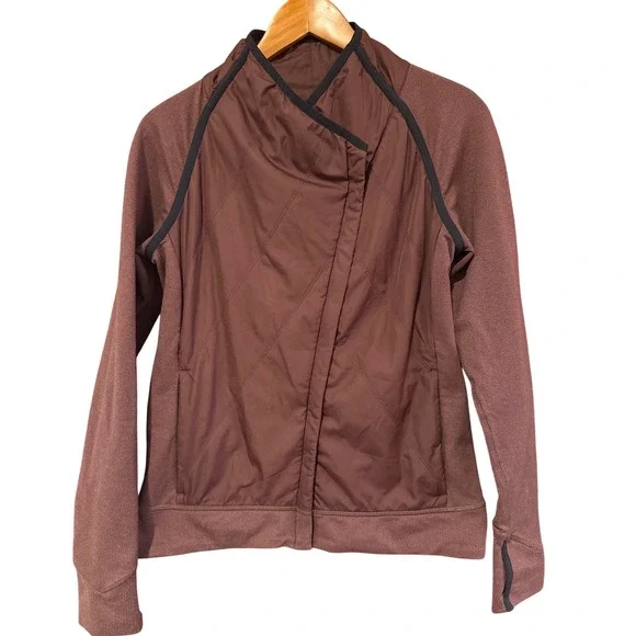 Prana Polar Breeze asymmetric zip jacket,‎ Small, Wedged Wood brown