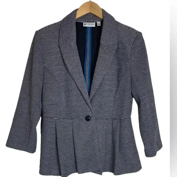 Versona Women's Black and White Peplum Jacket, Size Large