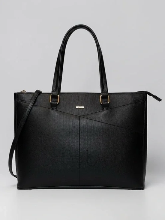 LOVEVOOK Large Laptop Shoulder Bag Tote Vegan Leather Black 16.5” x 6.1” x 11”