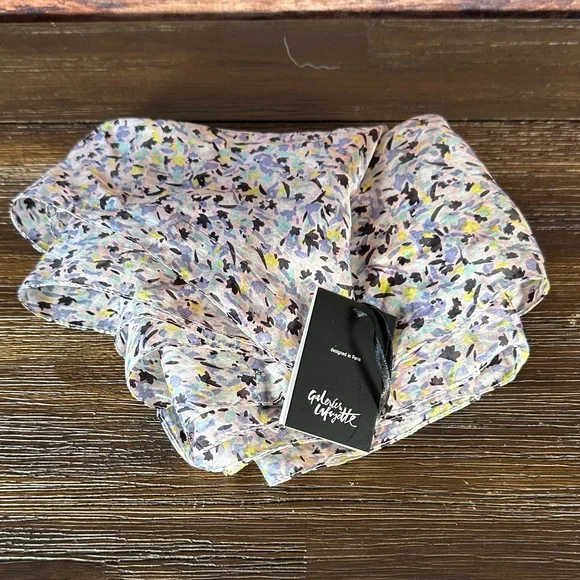 NWT! Galeries Lafayette Colorful Floral Silk Scarf!