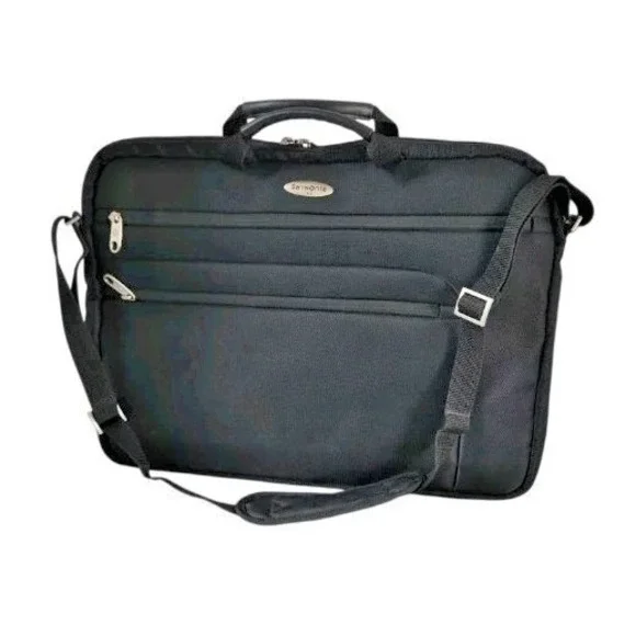 Samsonite Laptop Bag Black Nylon Adjustable Slim Brief Mobile Solution Travel