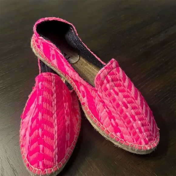 Manebi Made In‎ Spain Women's Pink Espadrille Flats Slip-On Casual Shoes New