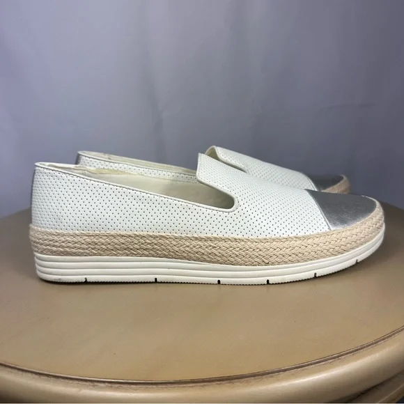 Kim Rogers White and Silver Espadrilles