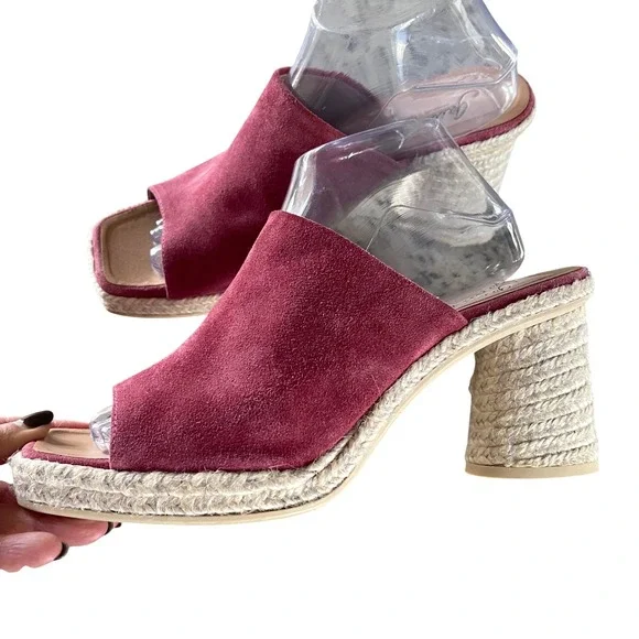 Gaimo Colette Espadrille Mule Women 41 Dark Ant Rose Suede Sq Peep Toe‎ Spain
