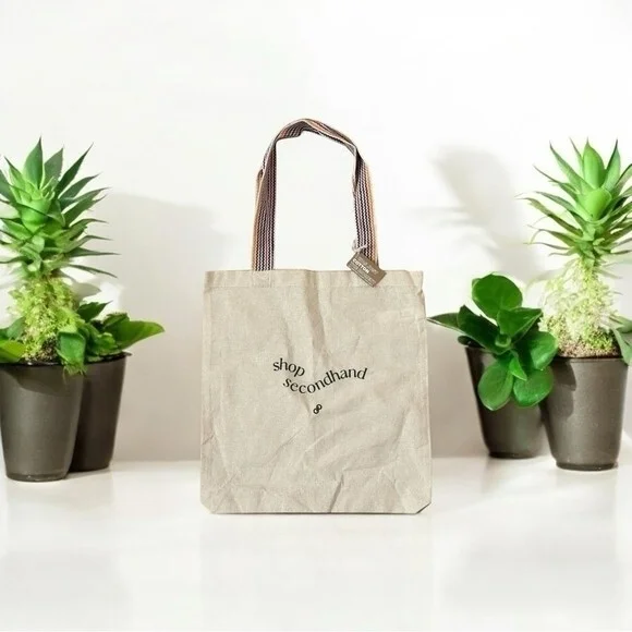 Reusable Tote Bag Beige Canvas Shopping Eco-Friendly Beach Shoulder Bag NWT