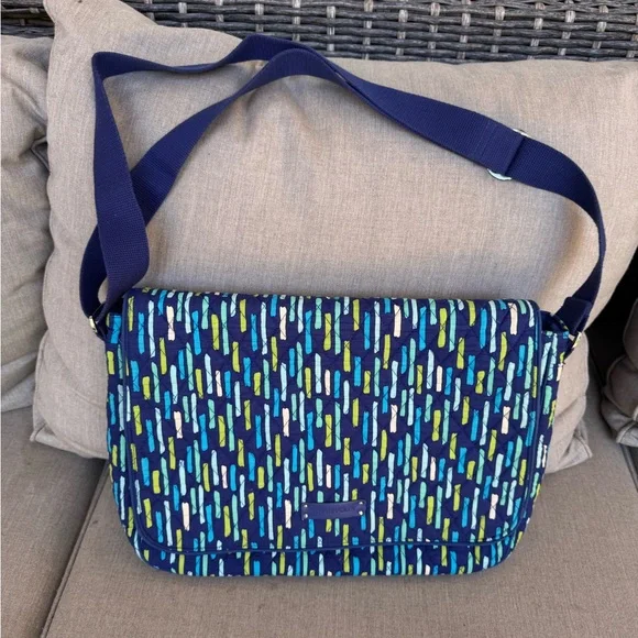 Vera Bradley, Messenger Laptop Bag, Blue & Green Quilted Bag