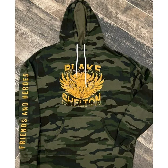 Blake Shelton Independent Friends‎ Heroes Camouflage Fleece Pullover Hoodie XL